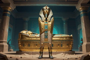 Book of Dead Slot mit Entdecker vor goldenem Sarkophag - Play n GO Casinospiel bei Cleobetra