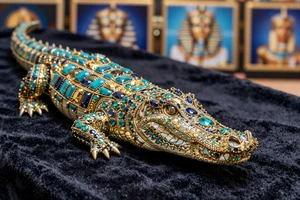 Nile Fortune Slot mit juwelenbesetztem Krokodilszepter auf Samt - Red Tiger bei Cleobetra
