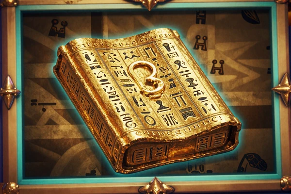 Book of Dead Slot-Cover mit goldenem Buch und Hieroglyphen auf dunklem Papyrus - Freispiele Highlight bei Cleobetra