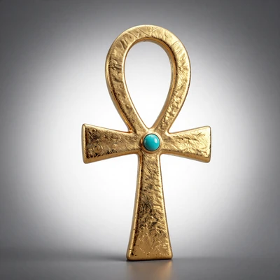 Goldenes Ankh mit t&uuml;rkisfarbenem Edelstein - Cleobetra VIP-Programm Symbol