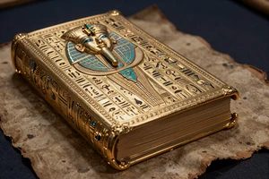 Book of Dead Slot mit goldenem Buch auf dunklem Papyrus - &auml;gyptisches Casinospiel bei Cleobetra